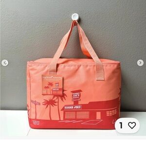 Trader Joe's Coral and Red Tote Bag